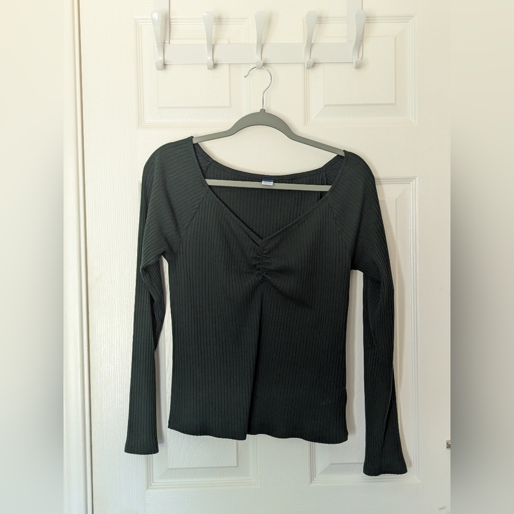 Old Navy Dark Green Ribbed Long Sleeve Top